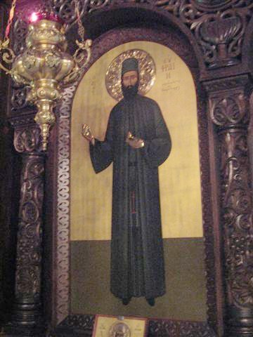 Неа-Макри - икона Святого Ефрема Неа-Макрийского в иконостасе монастыря