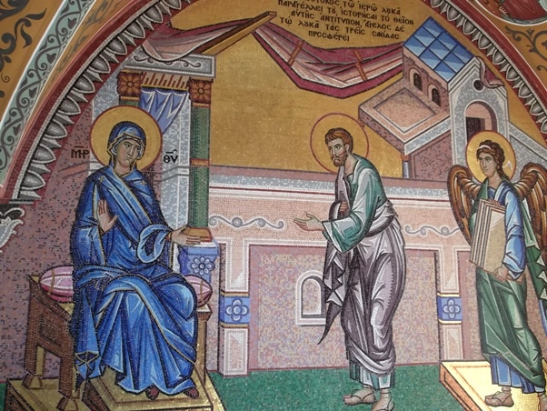 Роспись повествующая о написании Киккского образа Евангелистом Лукой